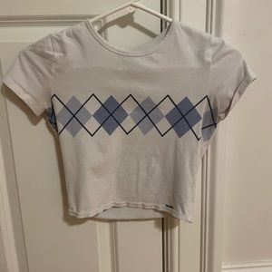 Woman’s Hollister Blue and White Baby Tee